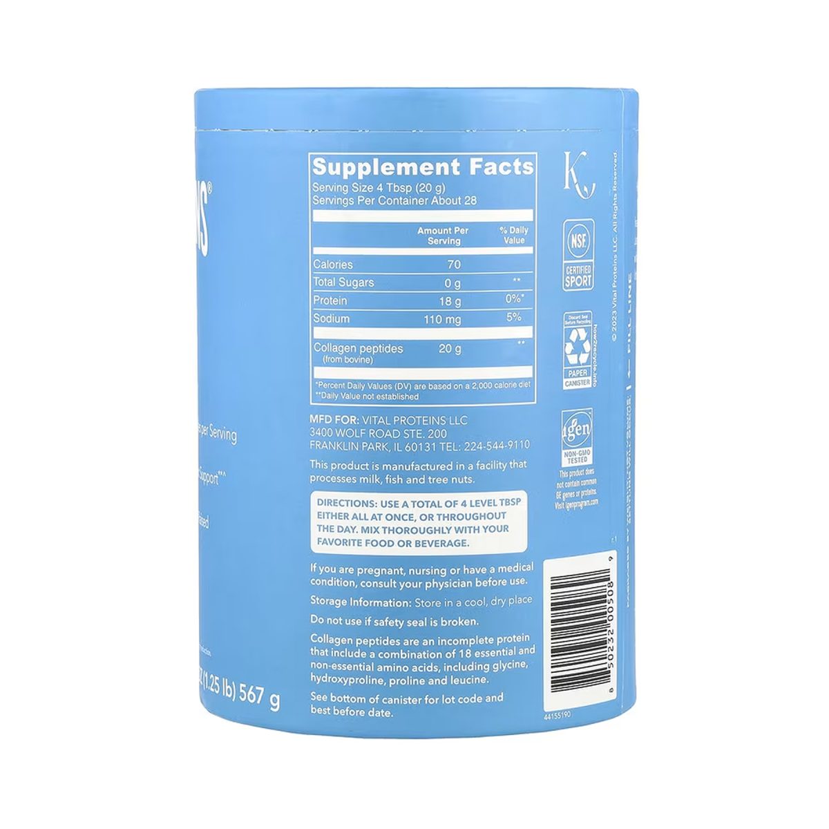 Collagen Peptides - 567g Unflavored - Зображення 2