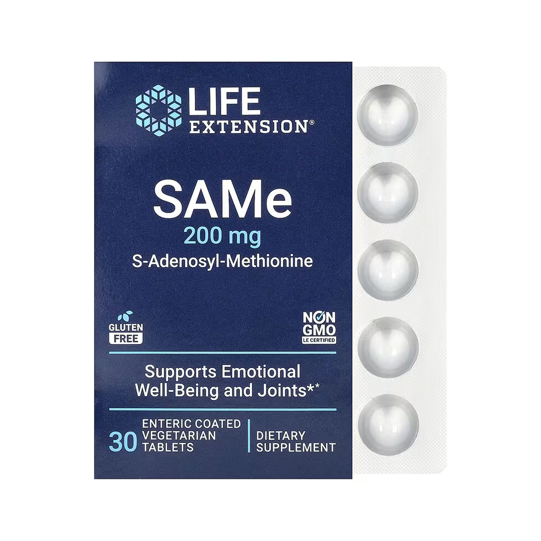 69241739543415_32812d6a24 SAMe 200mg - 30 enteric-coated vegetarian tabs - Зображення 1