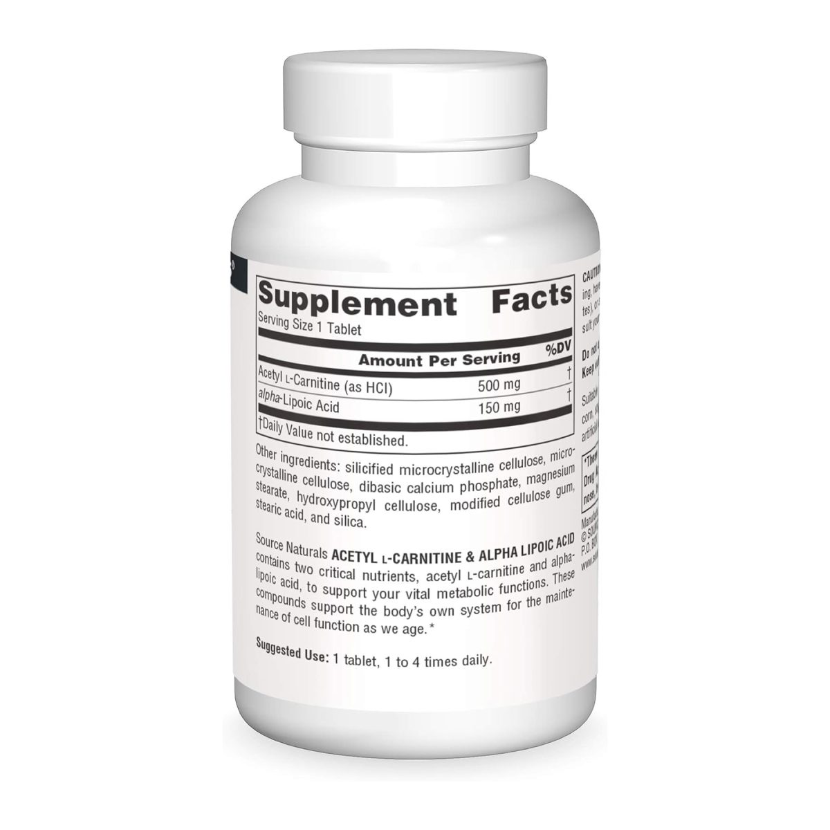 Acetyl L-Carnitine & Alpha-Lipoic Acid 650 mg - 30 tabs - Зображення 2
