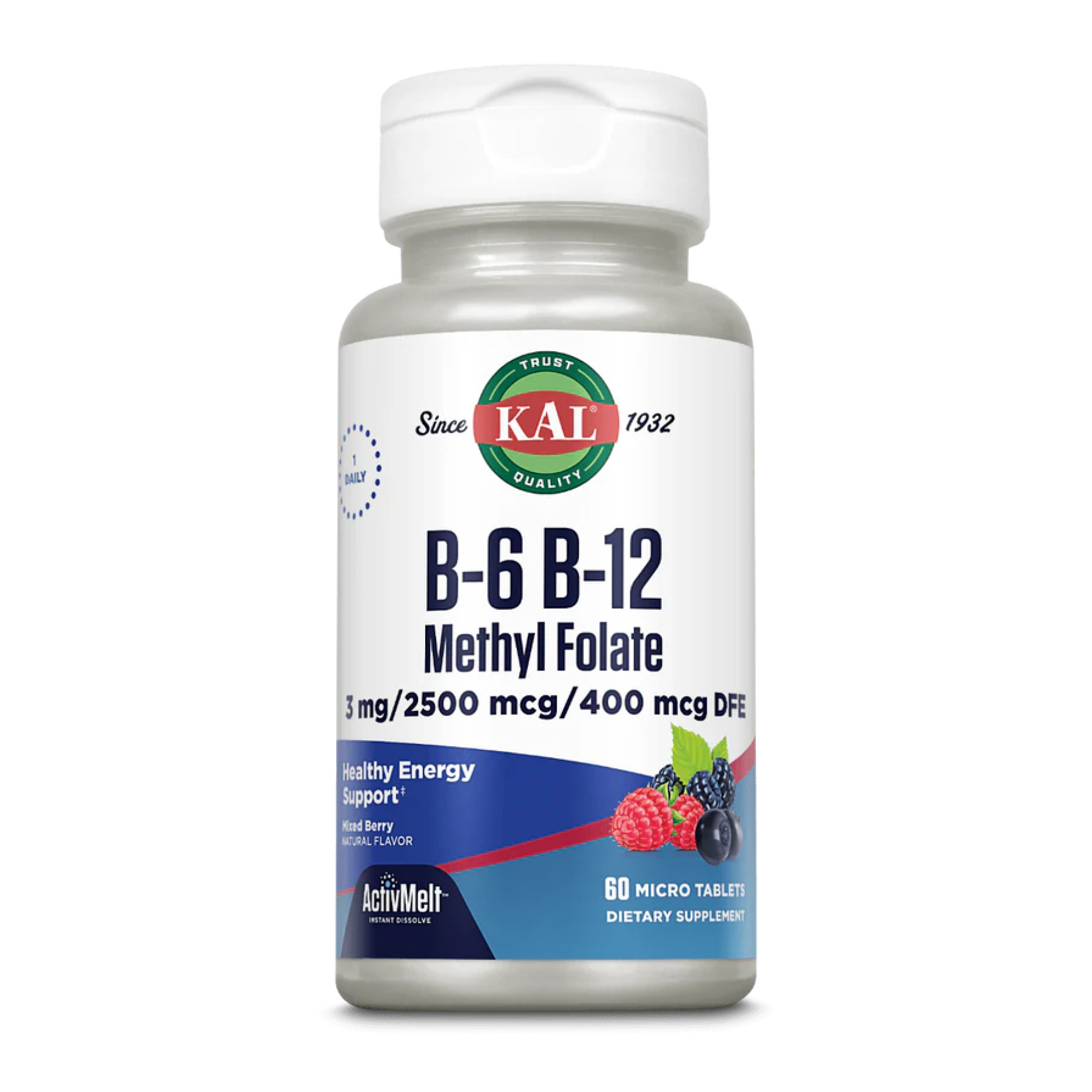 b6-b12-methyl-folate-60-tabs-mixed-berry-11283252016270_ea1f8fb528 B6 B12 Methyl Folate - 60 tabs Mixed Berry - Зображення 1