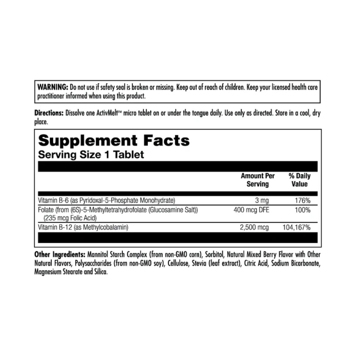 B6 B12 Methyl Folate - 60 tabs Mixed Berry - Зображення 2