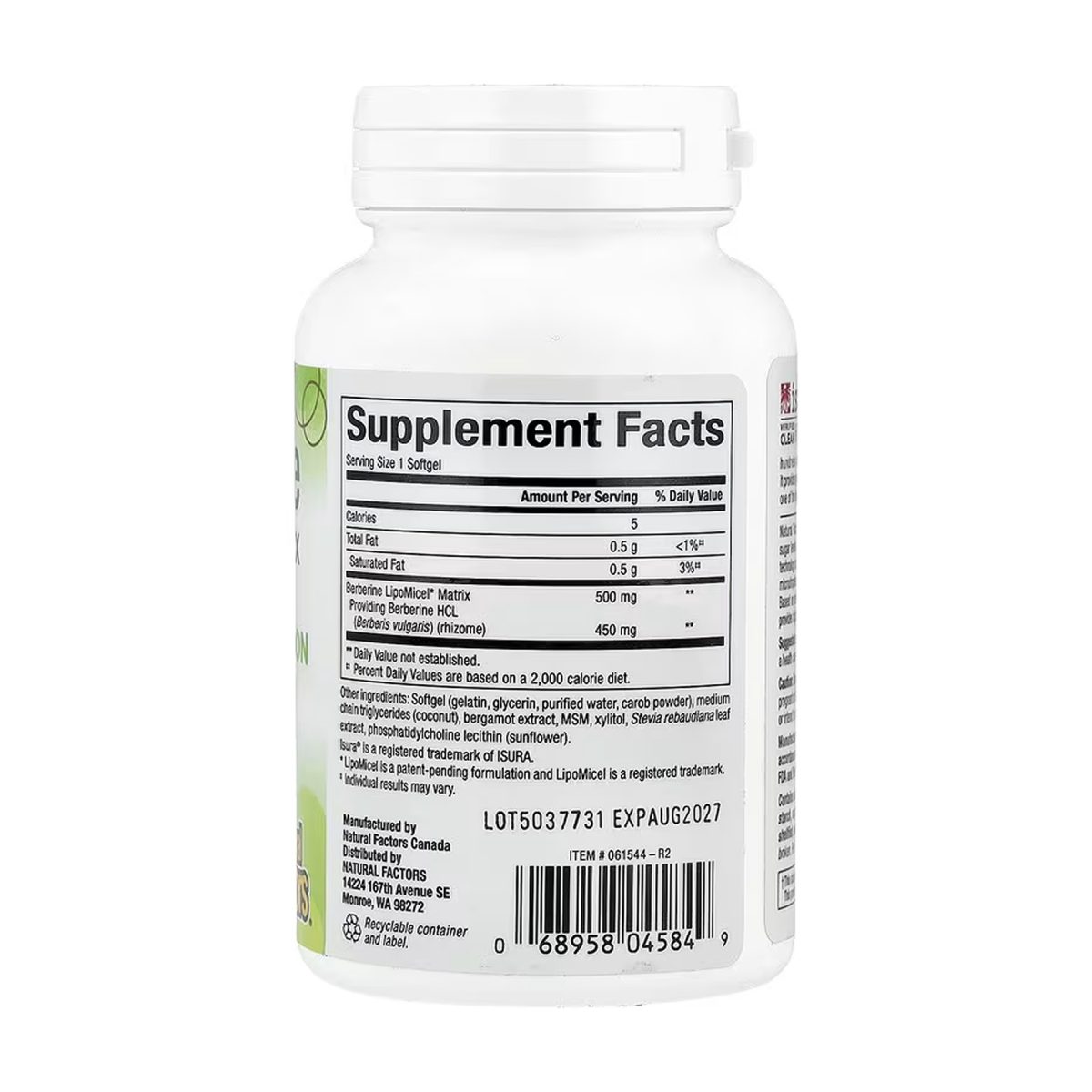 Berberine LipoMicel Matrix - 60 softgels - Зображення 2