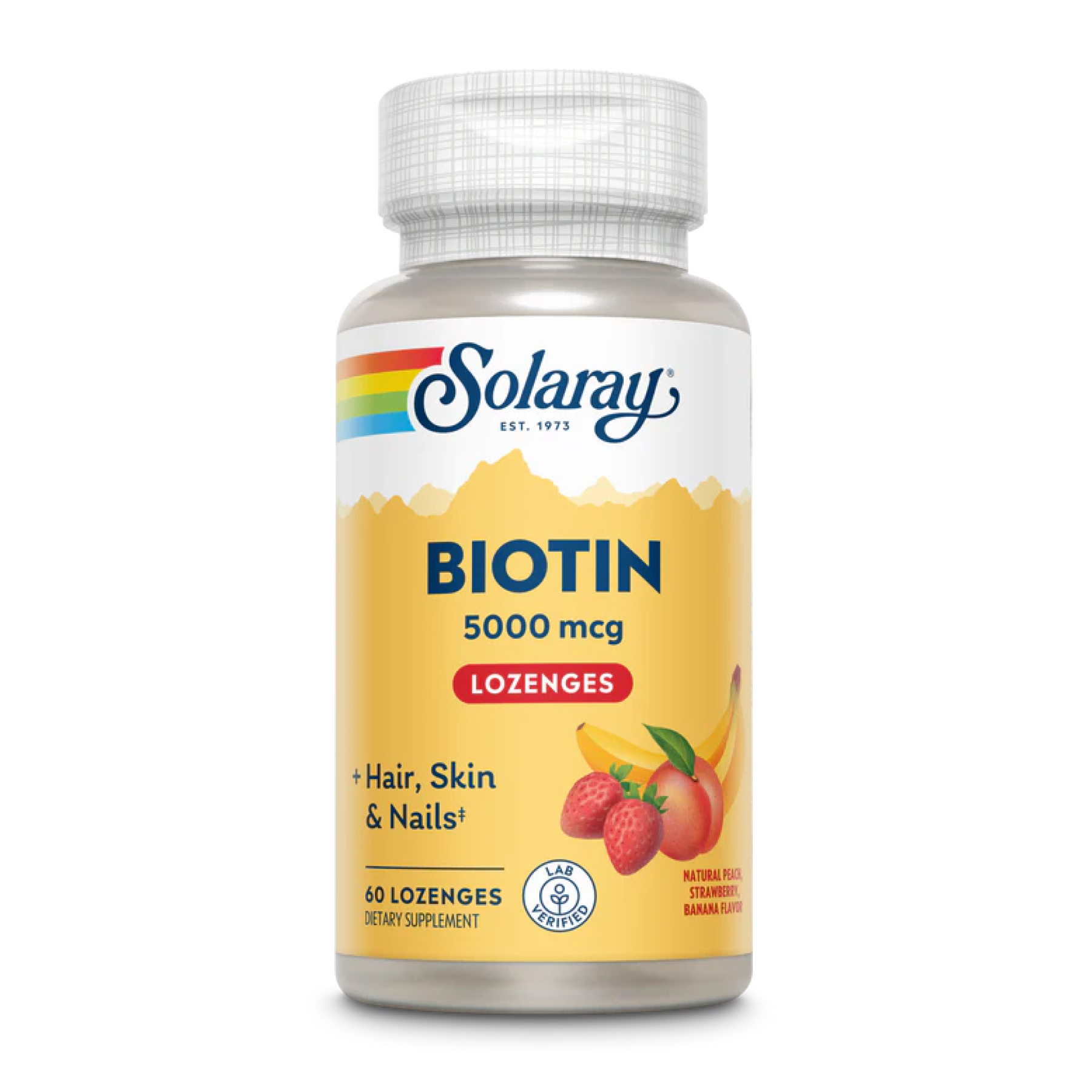 biotin-5000mcg-60-vcaps26125-23253662151545_b682a7ee9c Biotin 5000mcg - 60 Lozenges Natural Peach, Strawberry, Banana - Зображення 1
