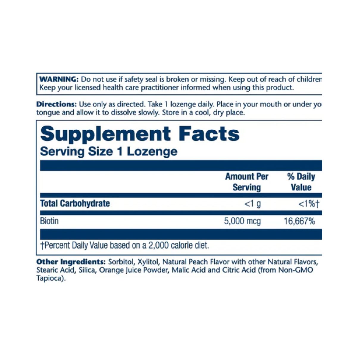 Biotin 5000mcg - 60 Lozenges Natural Peach, Strawberry, Banana - Зображення 2