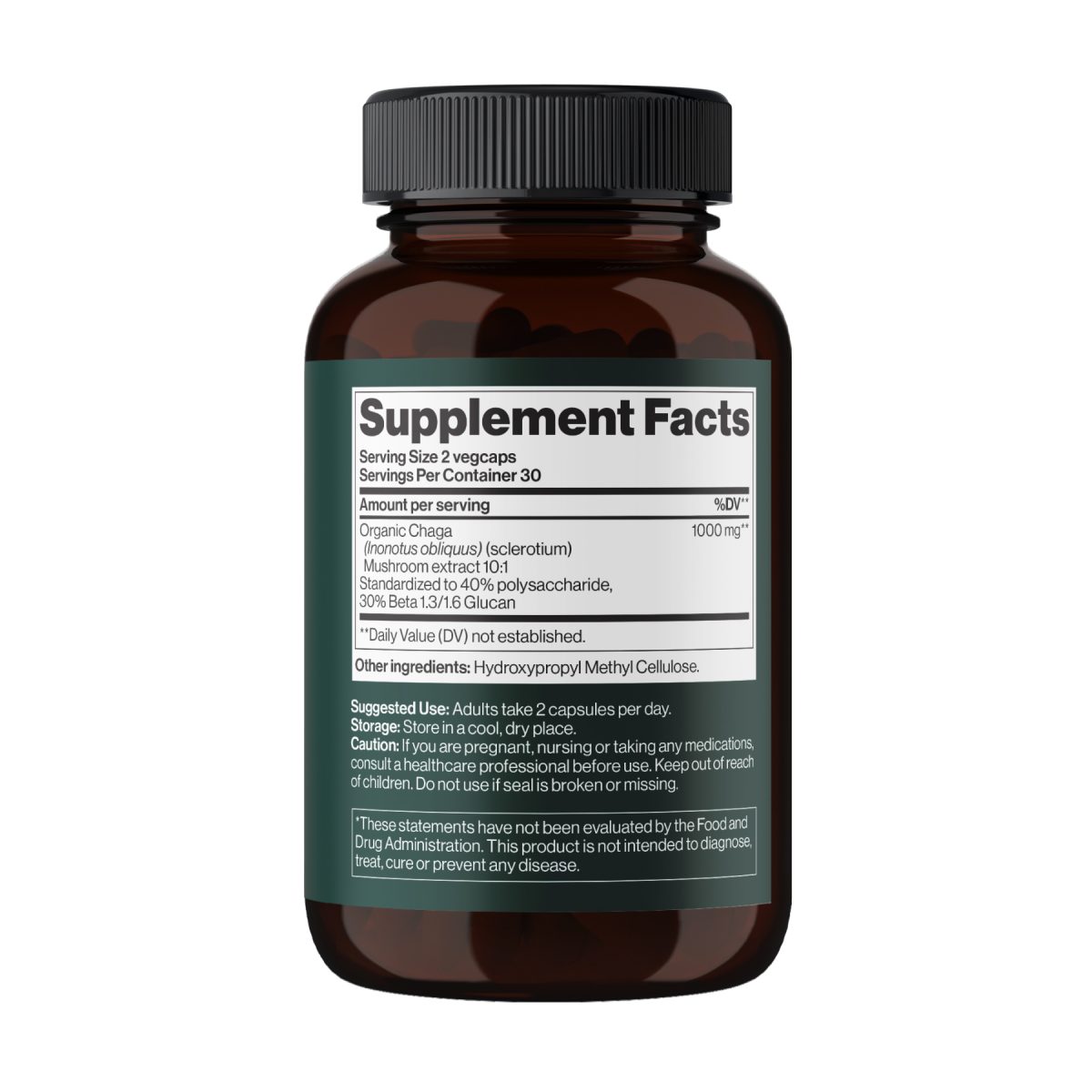 Chaga Mushroom 1000 mg - 60 vegcaps - Зображення 2