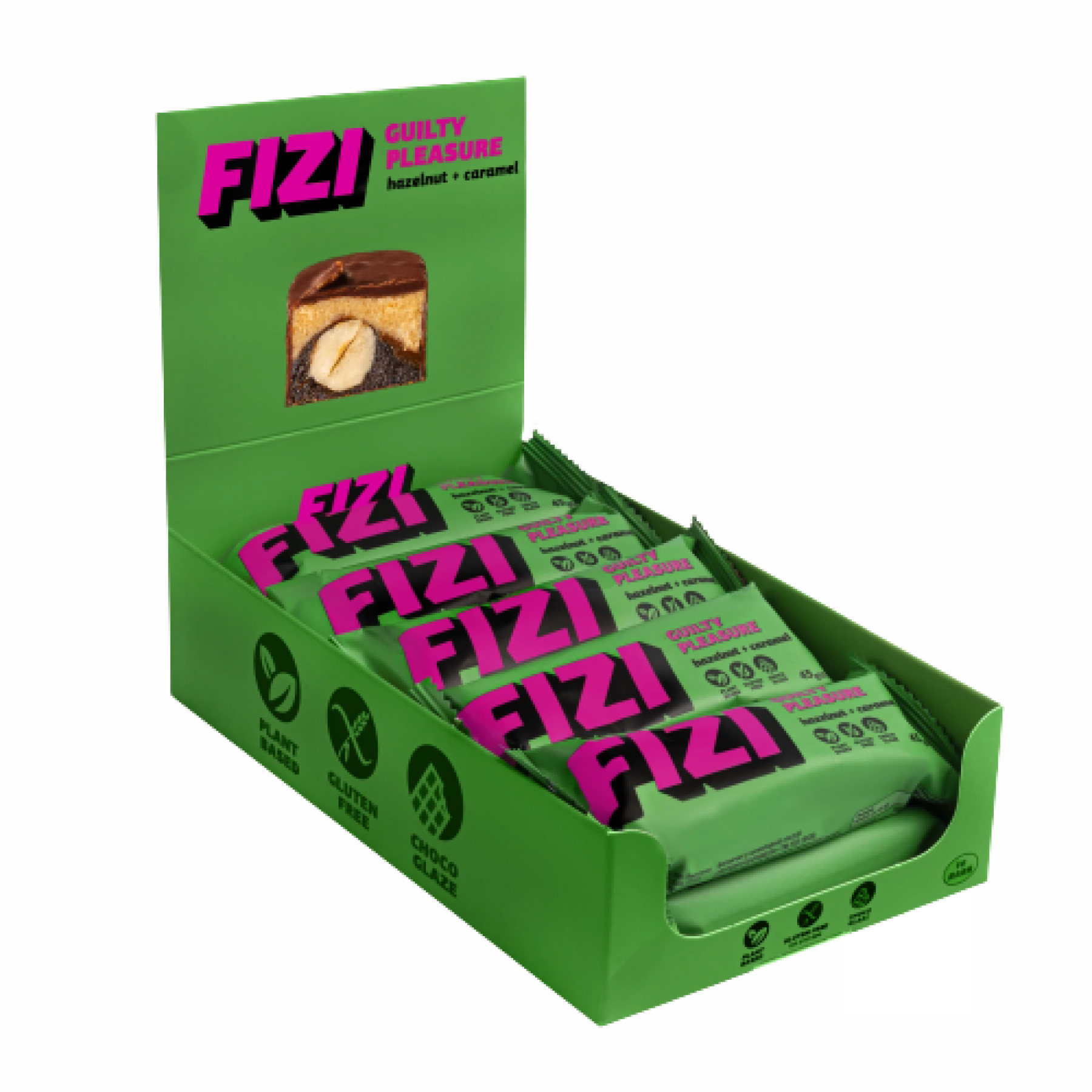 fizifizi-protein-10kh40g-hazelnut-caramel-89950654586043_03ef16c9e1 FIZI Chocolate Bar - 10х45g Hazelnut-Caramel - Зображення 1