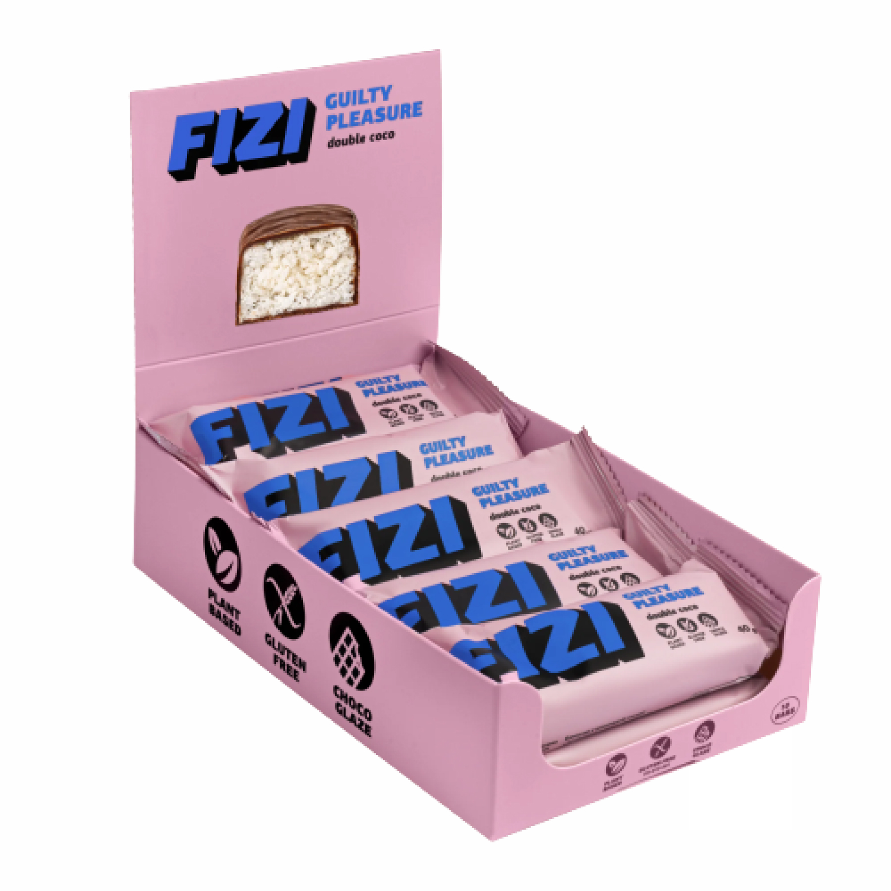 fizifizi-protein-10kh45g-double-coconut-37531069502311_7b9beae076 FIZI Chocolate Bar - 10х40g Double Coconut - Зображення 1
