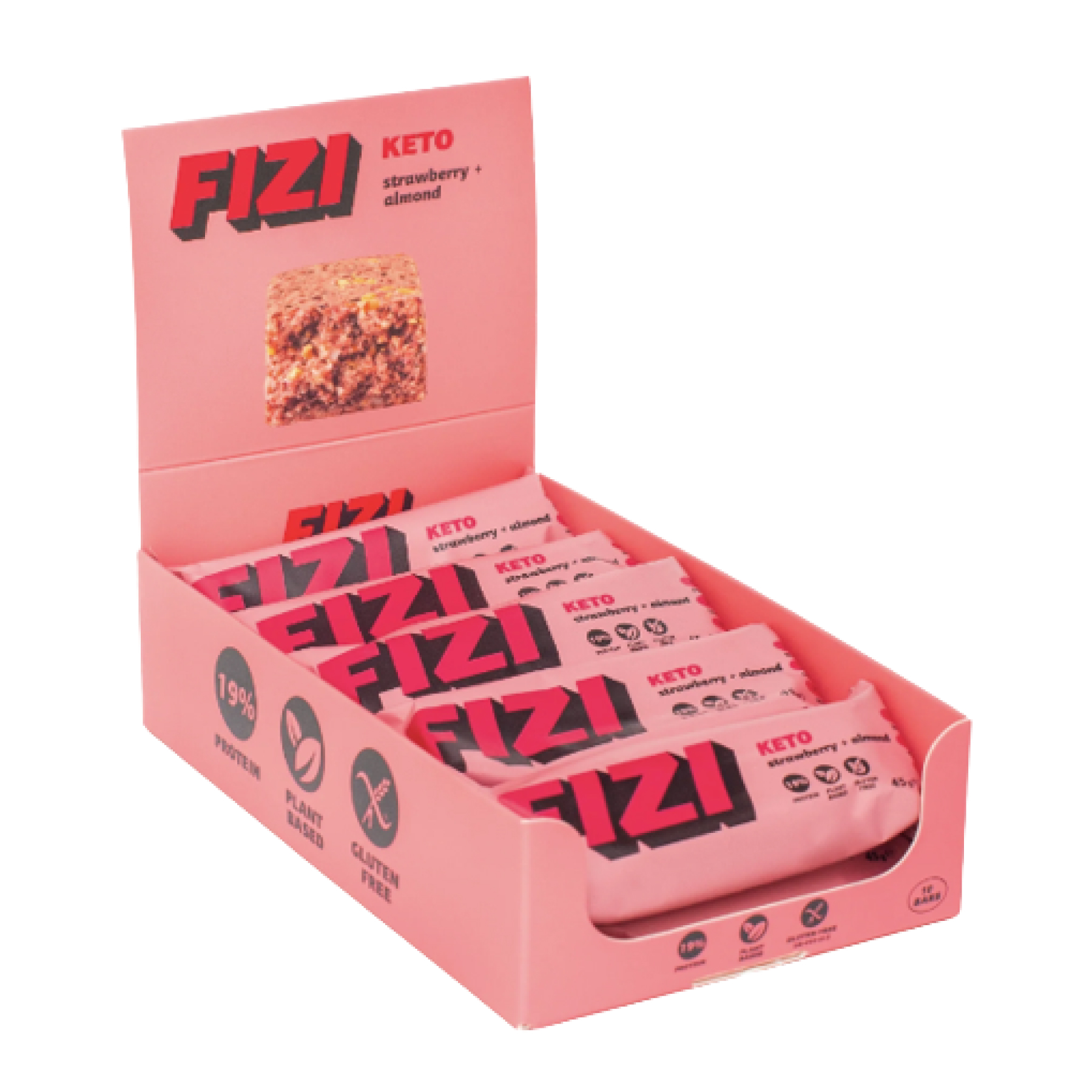 fiziketo-protein-bar-10x45g-strawberry-almond-72409615736936_f455a0331e KETO Protein Bar - 10x45g Strawberry + Almond - Зображення 1