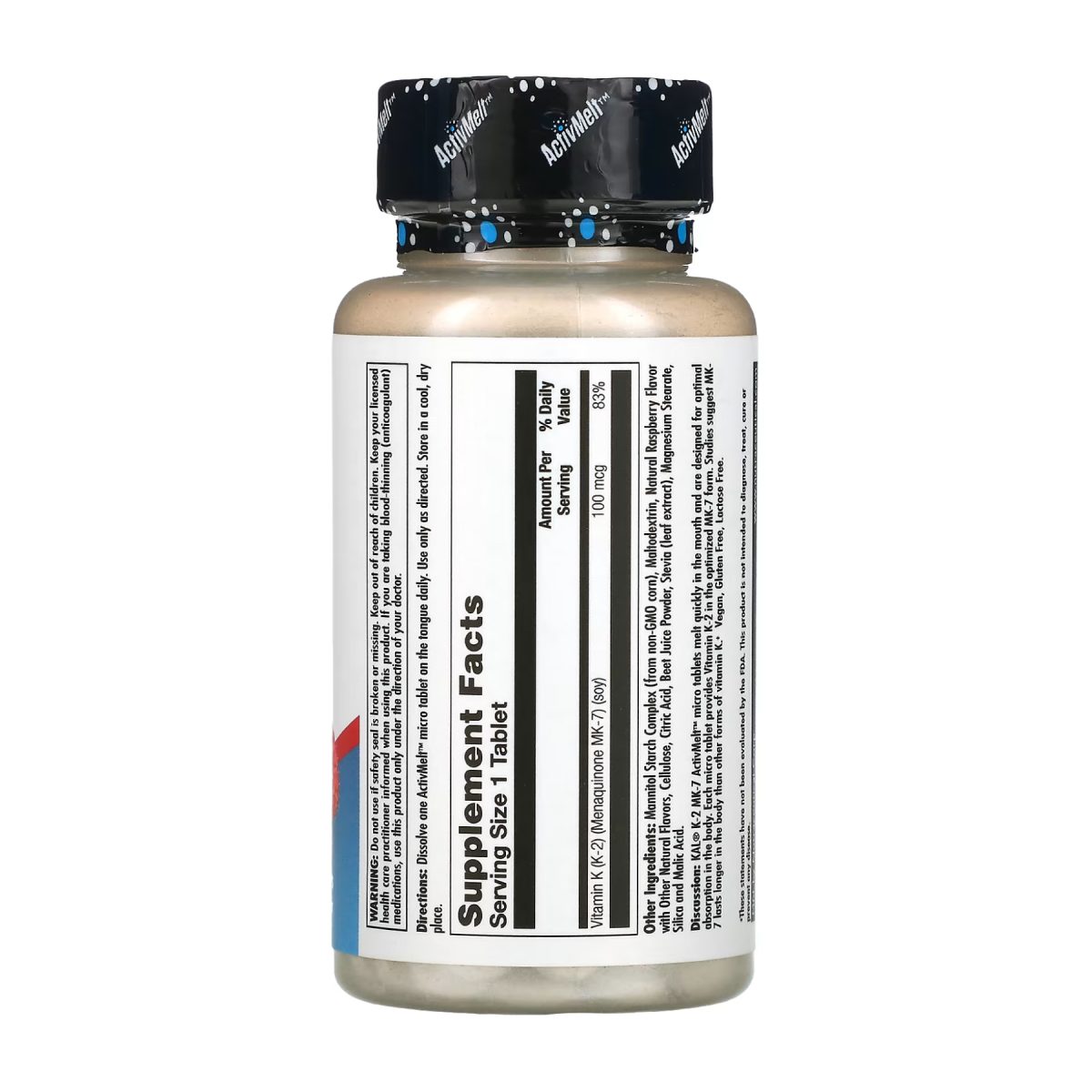 K-2 MK-7 ActivMelt 100 mcg - 60 tabs - Зображення 2