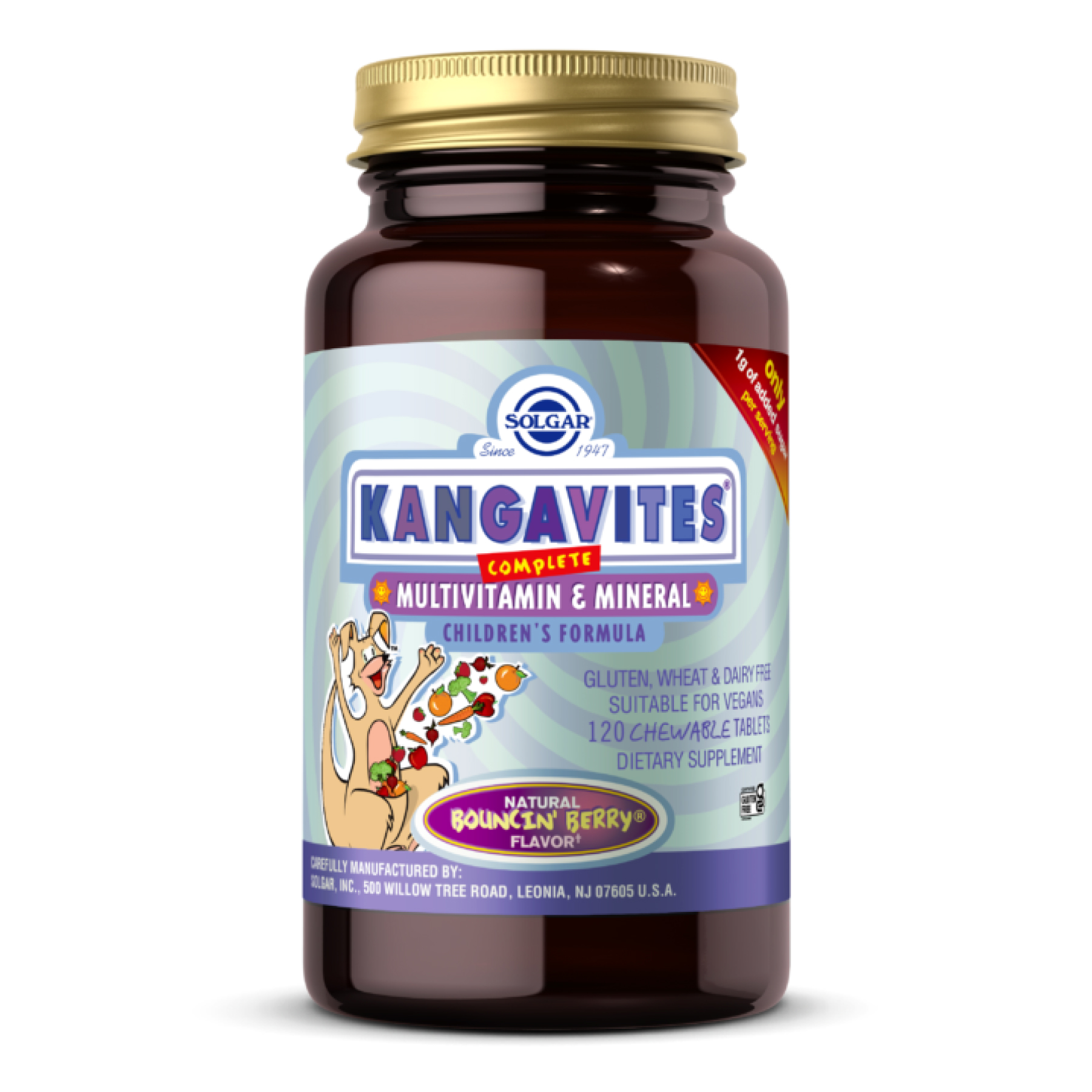 kangavites-multivitamin-mineral-chewable-120-tablets-bouncin-berry-flavor-14894435784114_f4b6a8253c Kangavites® Multivitamin & Mineral - 120 tabs Bouncin' Berry - Зображення 1