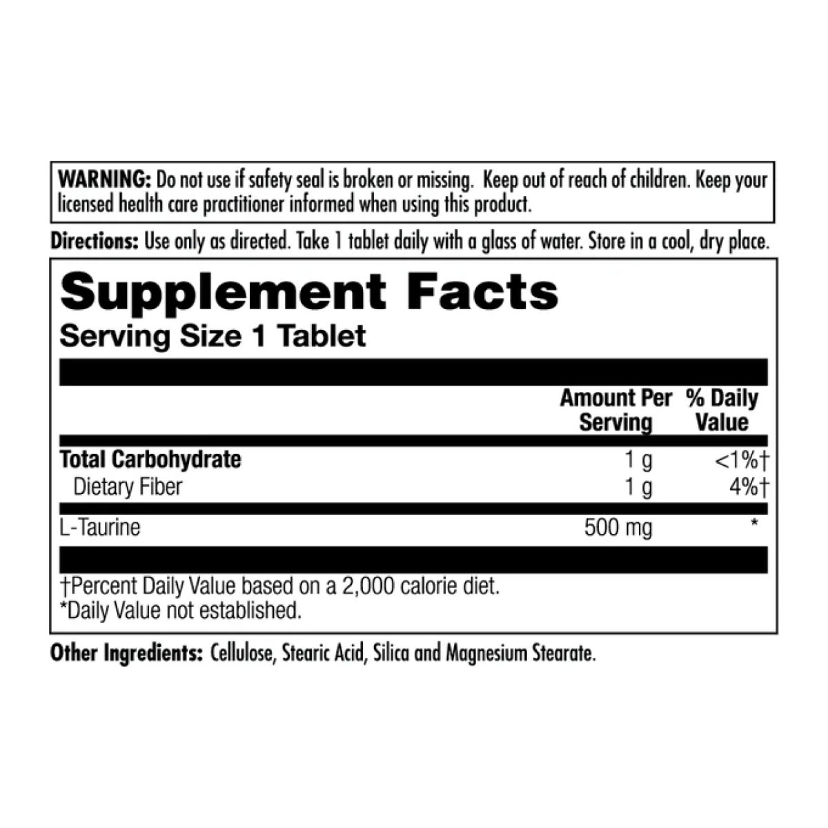 L-Taurine 500mg - 60 tabs - Зображення 2