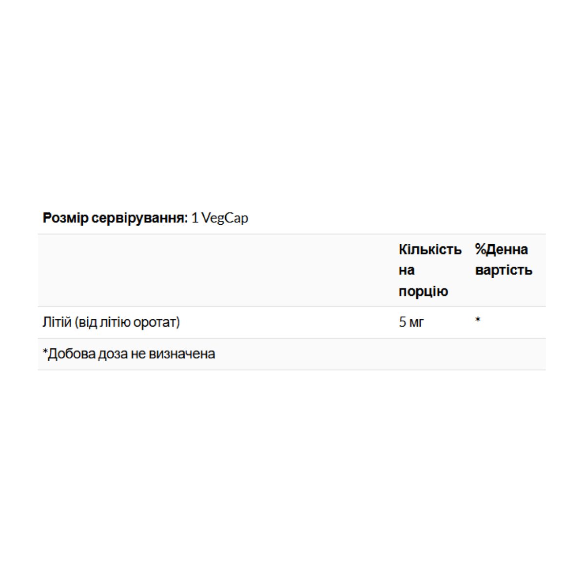Lithium Orotate 5mg - 120 vcaps - Зображення 2