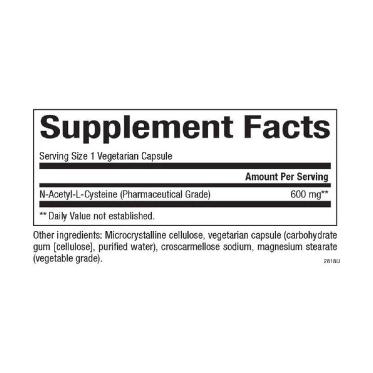 N-Acetyl-L-Cysteine Amino Acid 600mg - 60 vcaps - Зображення 2