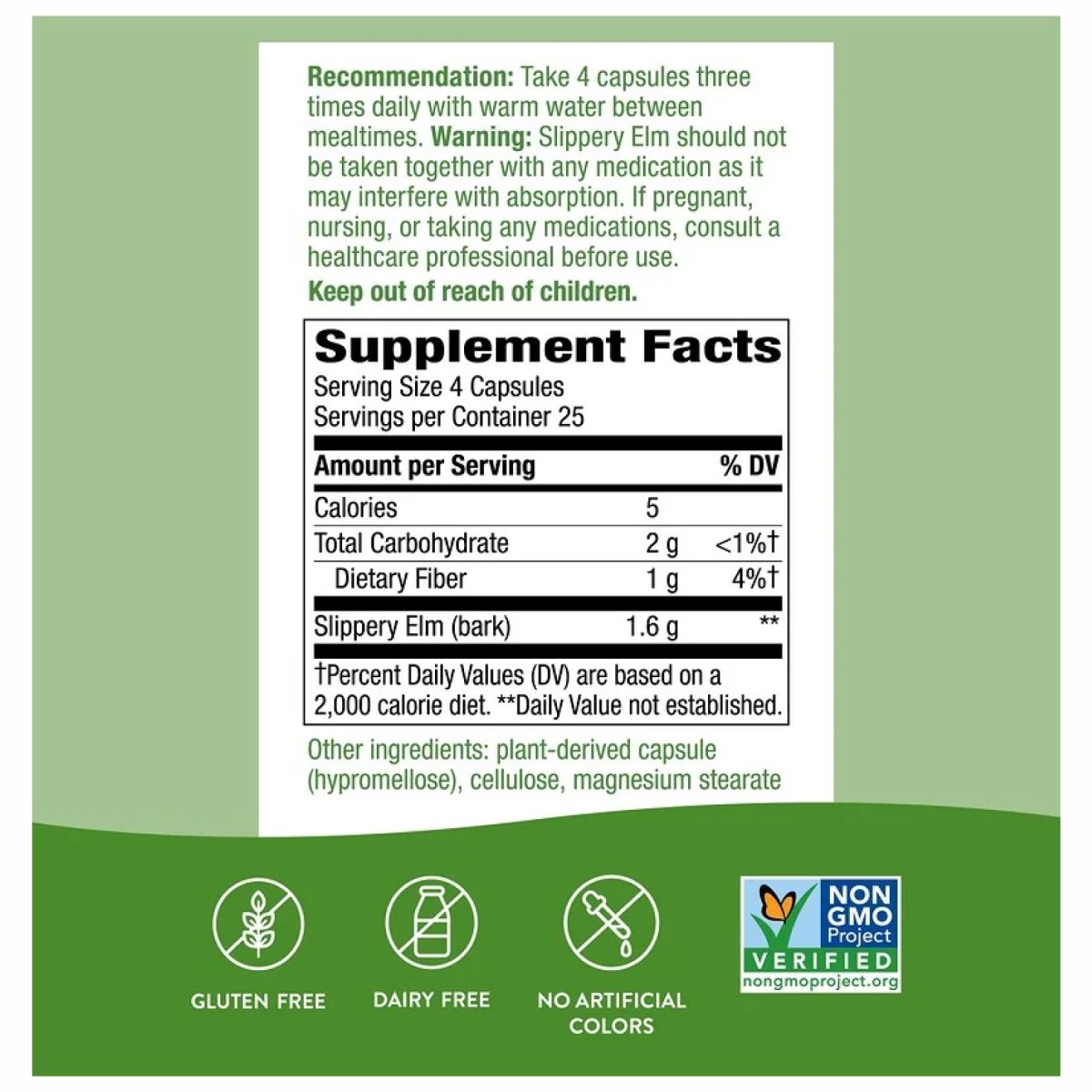Slippery Elm Bark - 100 vcaps - Зображення 2