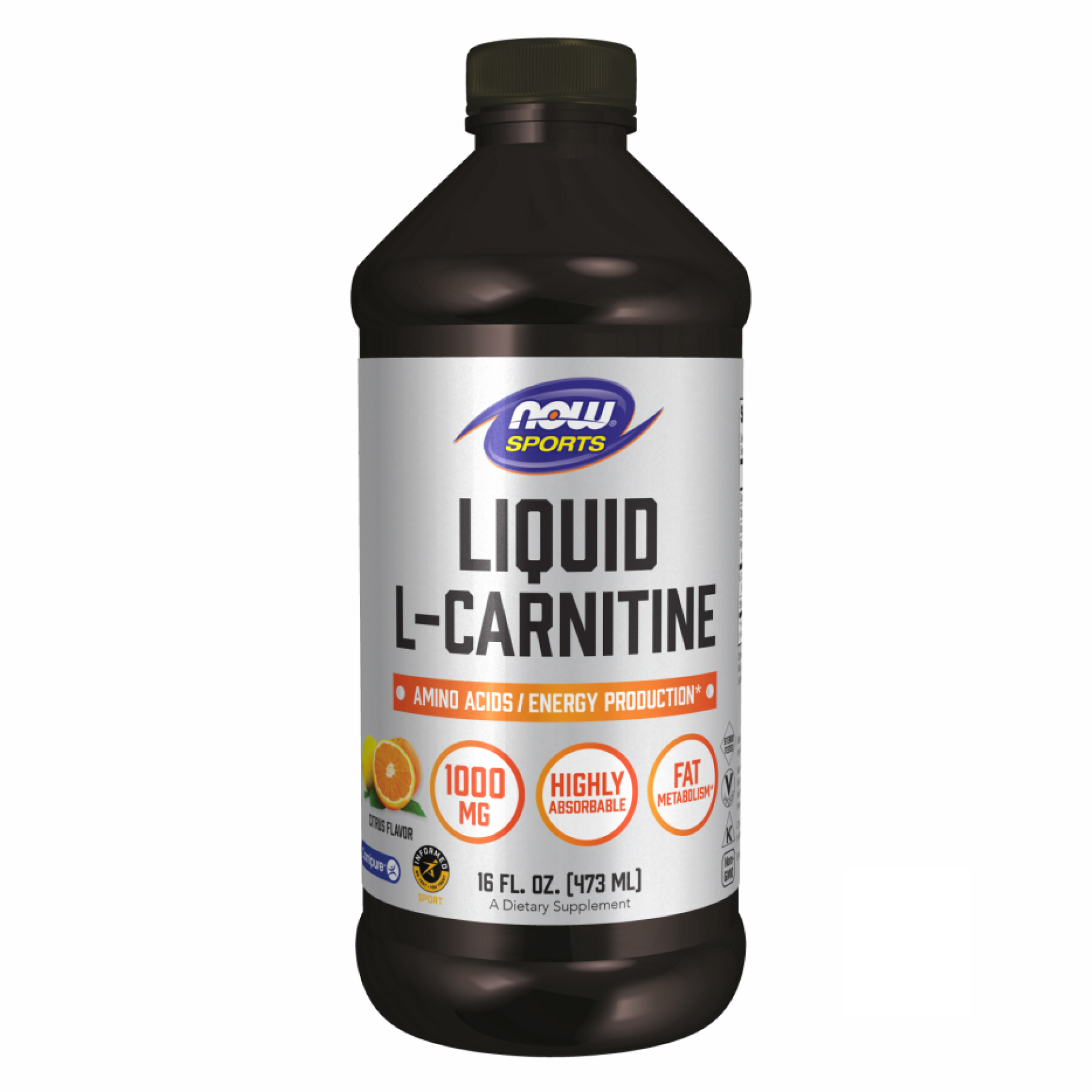 now-foodscarnitine-liquid-16-oz-citrus-30609054130891_017b5387c9 Carnitine Liquid 1000mg - 473ml Citrus - Зображення 1