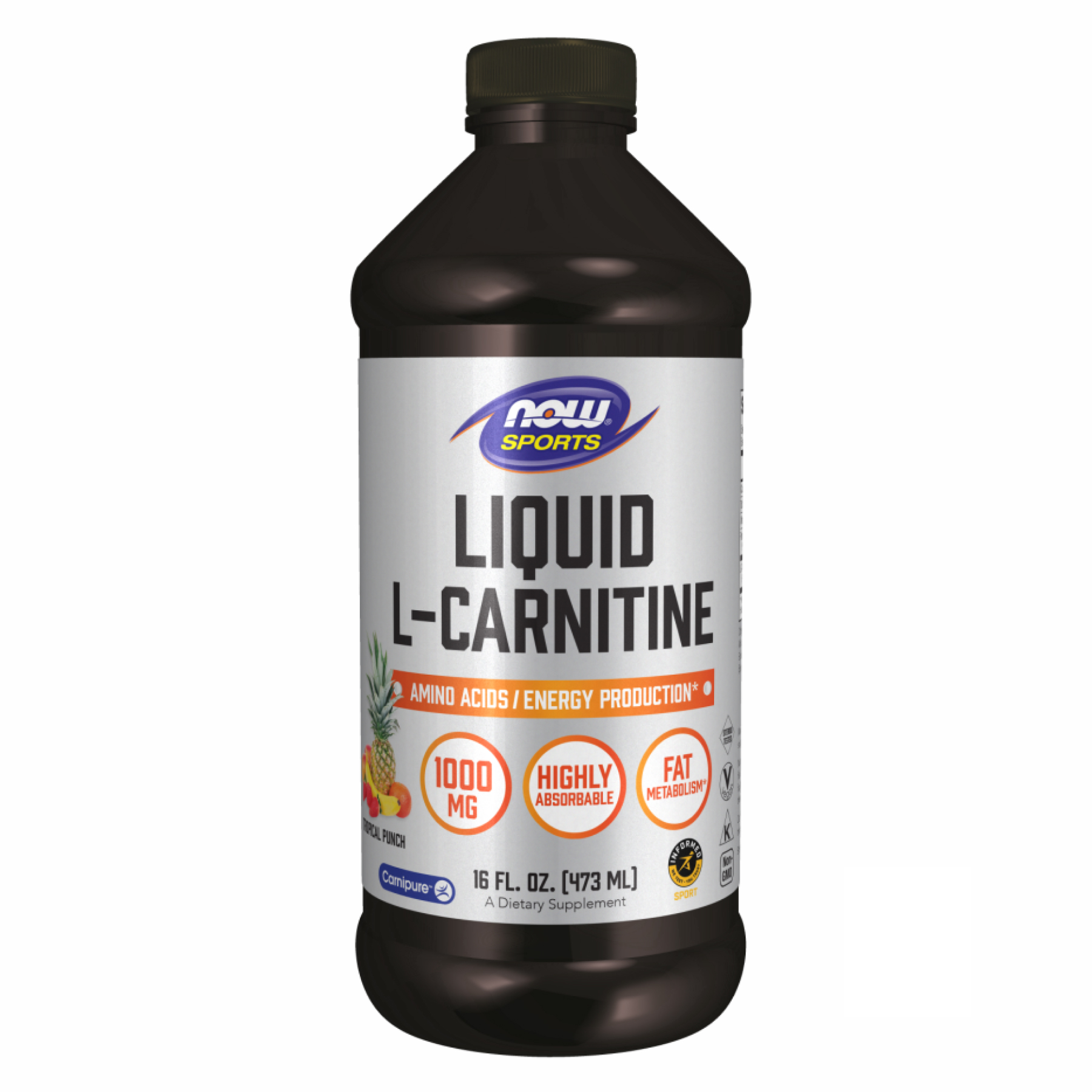 now-foodscarnitine-liquid-16-oz-tropical-punch-62896090549410_8d11adcbc7 Carnitine Liquid 1000mg - 473ml Tropical Punch - Зображення 1