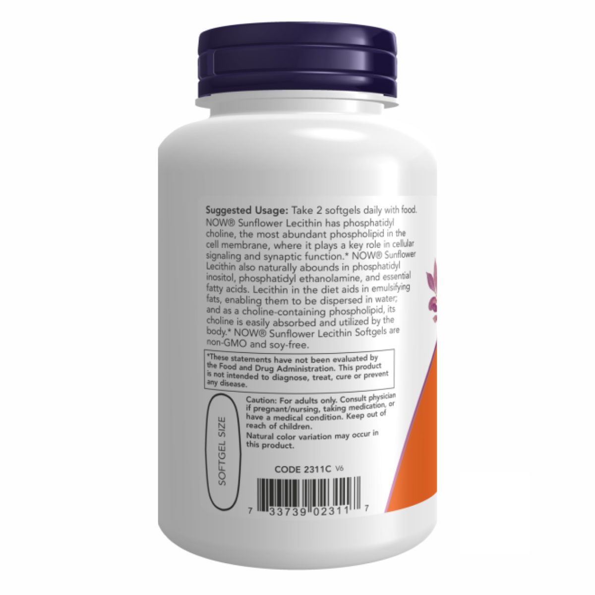 Sunflower Lecithin 1200 mg - 100 sgels - Зображення 3