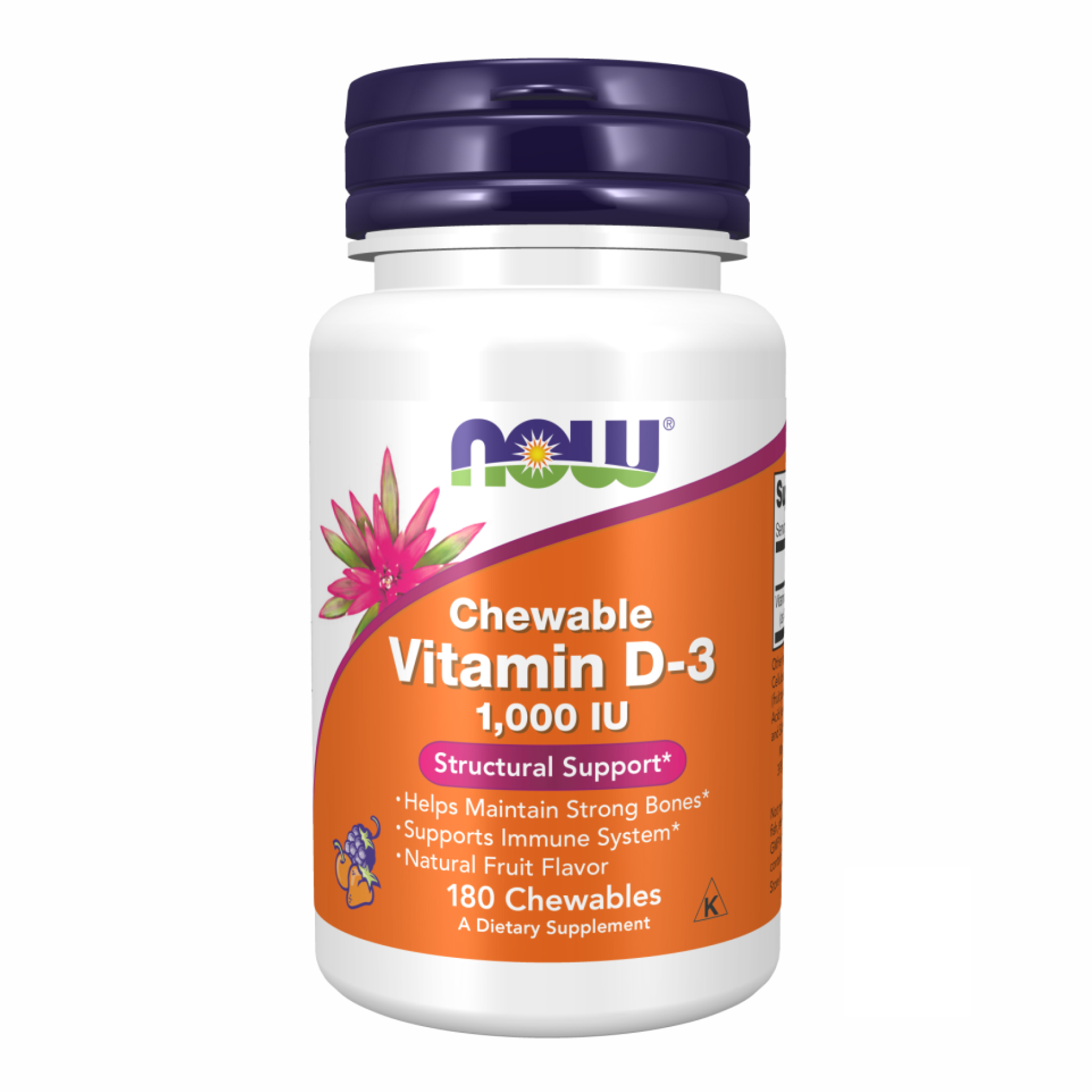 now-foodsvit-d-3-1000-iu-fruity-chew-180-loz-61032397463665_1e94503504 VIT D-3 1000 IU Chewable Fruity - 180 loz - Зображення 1