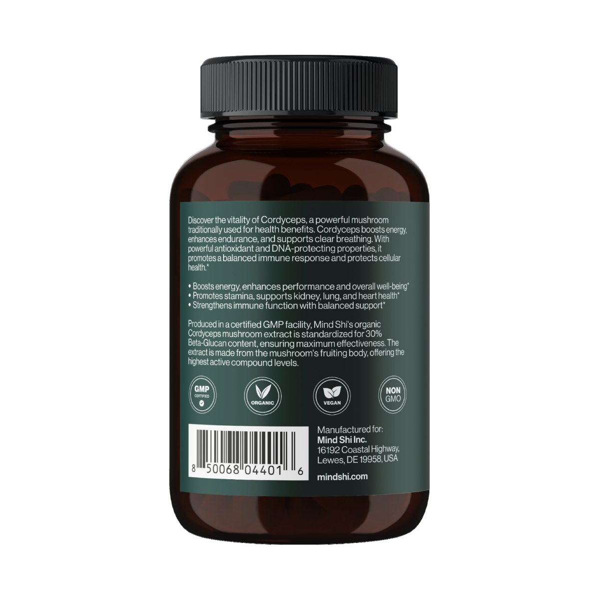 Cordyceps Mushroom 1000 mg - 60 vegcaps - Зображення 3