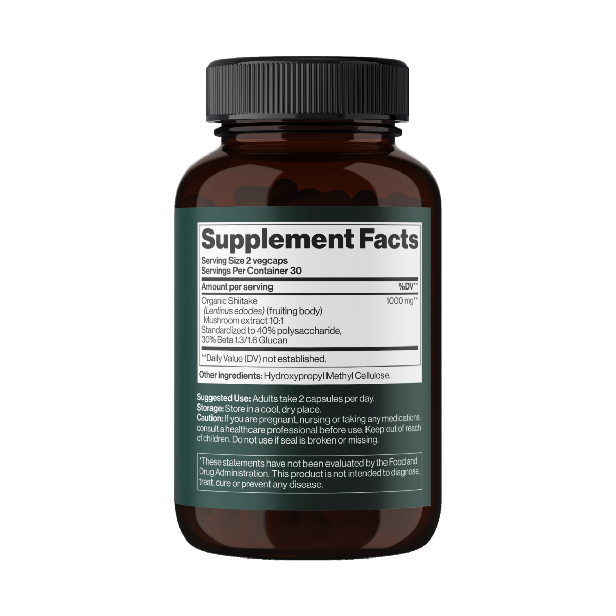 Shiitake Mushroom 1000 mg - 60 vegcaps - Зображення 2