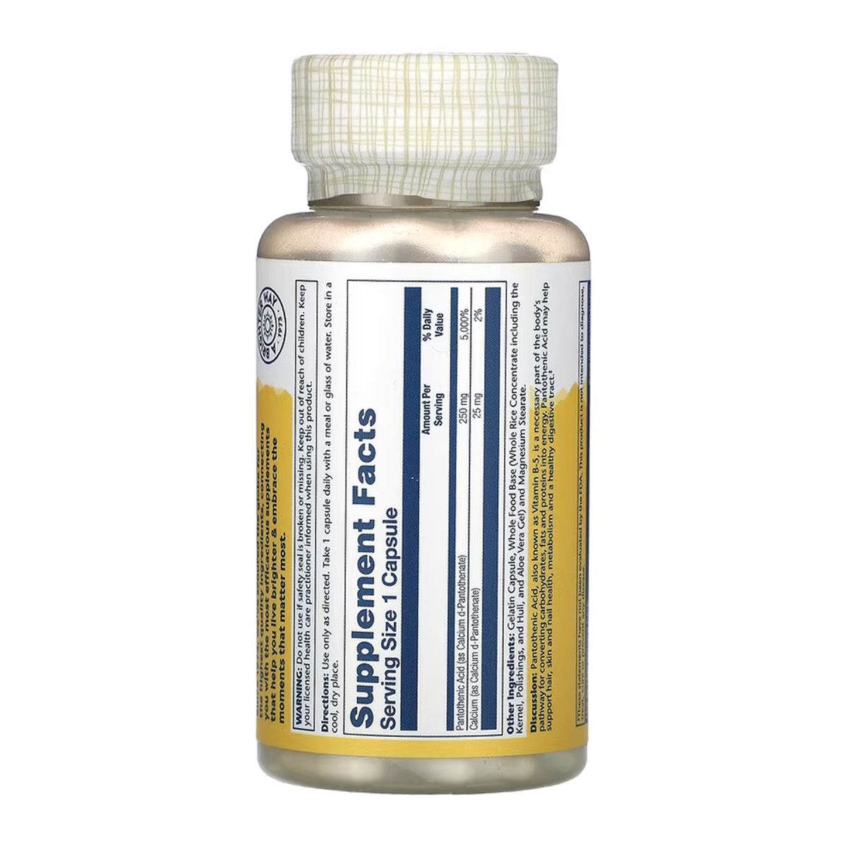 Pantothenic Acid 250mg - 100 caps - Зображення 2