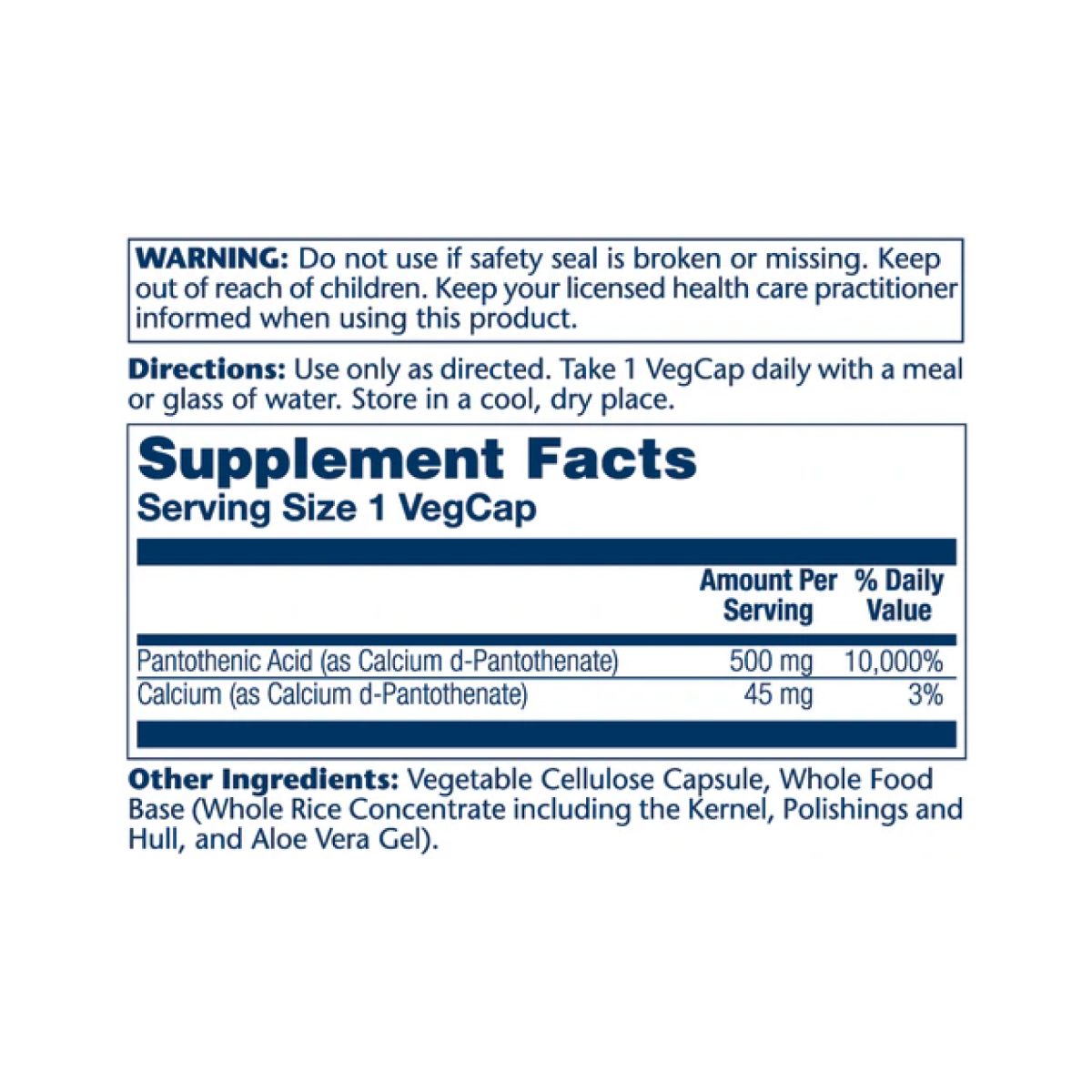 Pantothenic Acid 500mg - 100 veg caps - Зображення 2