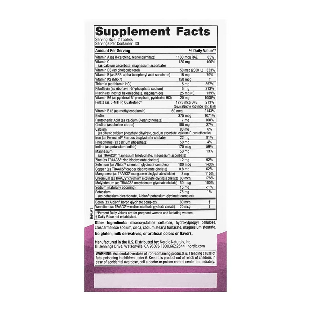 Prenatal Multivitamin - 60 tabs - Зображення 2