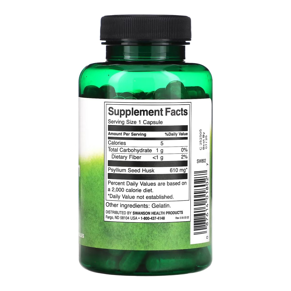 Psyllium Husks 610mg - 100 caps - Зображення 2