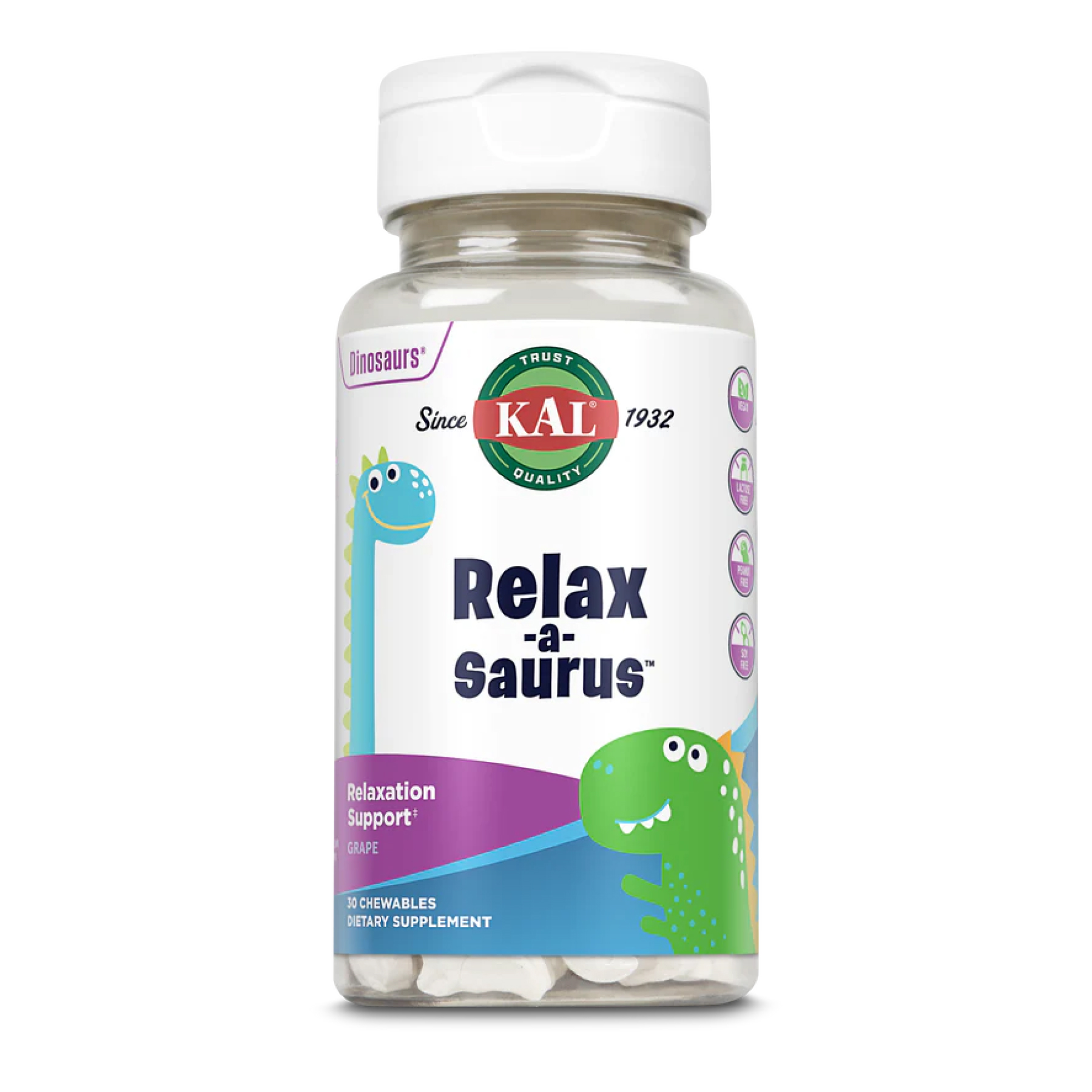 relax-a-saurus-chewable-grape-btl-plastic-30ct-92579879959595_4b53279b94 Relax-a-Saurus - 30 chewable Grape - Зображення 1