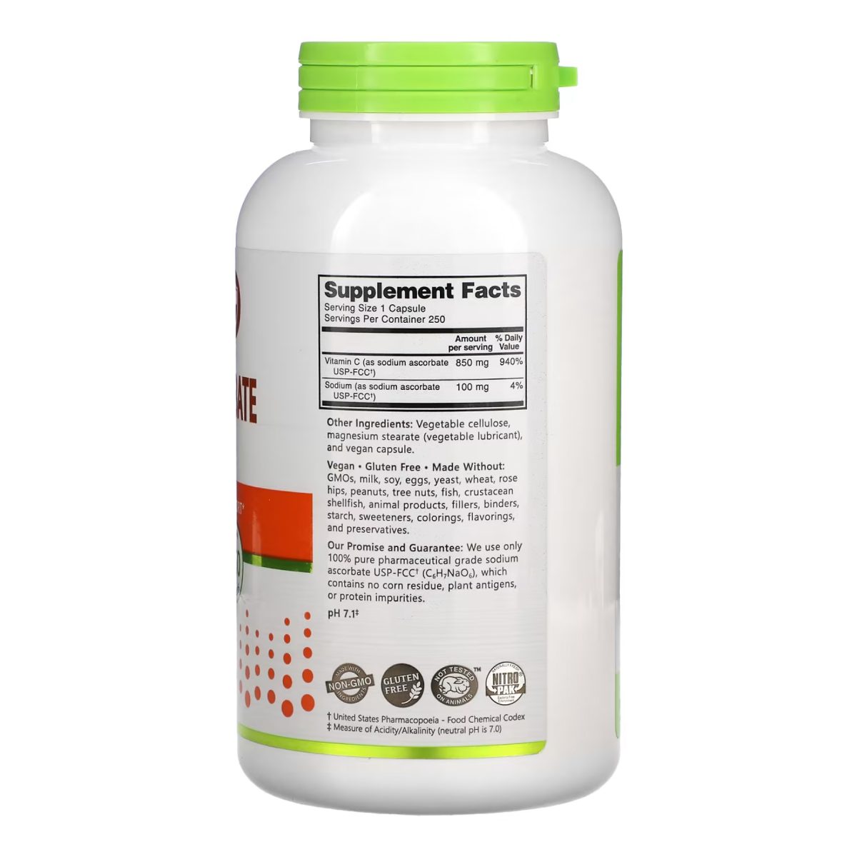 Sodium Ascorbate - 250 caps - Зображення 2