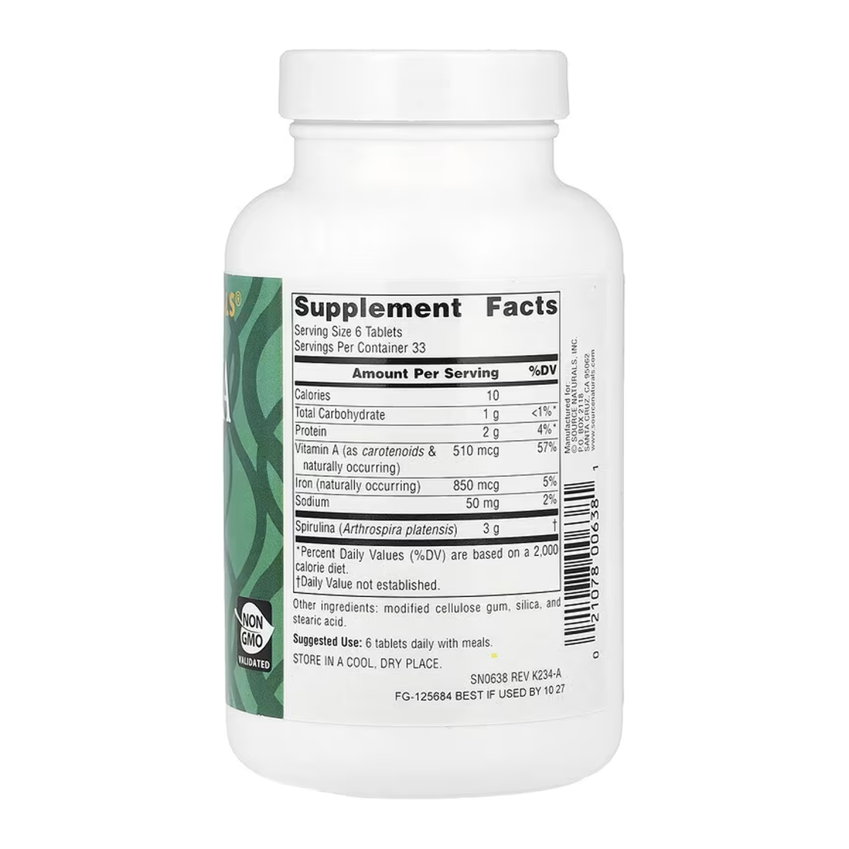 Spirulina 500 mg - 200 tabs - Зображення 2