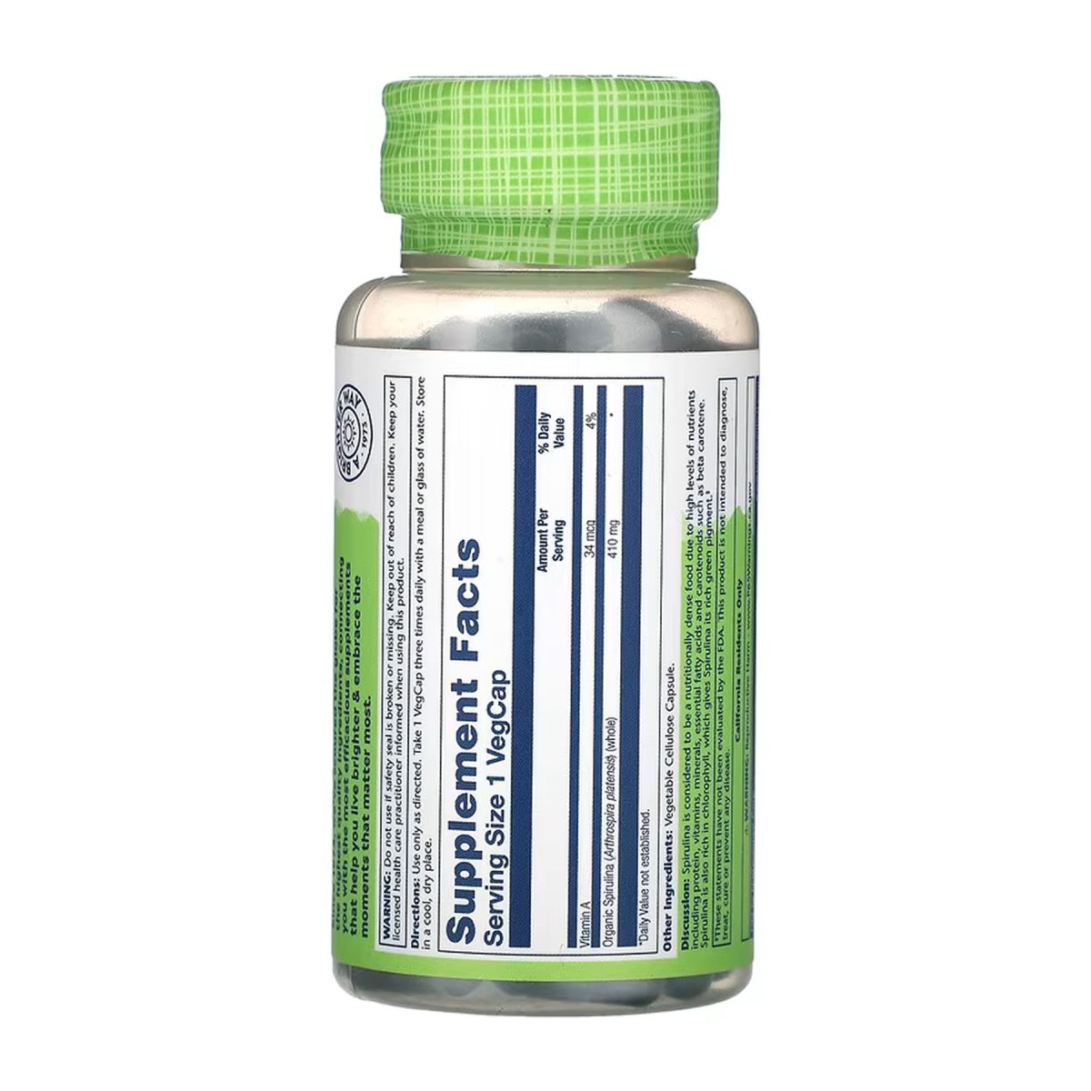 Spirulina Algae 410mg - 100 vcaps - Зображення 2