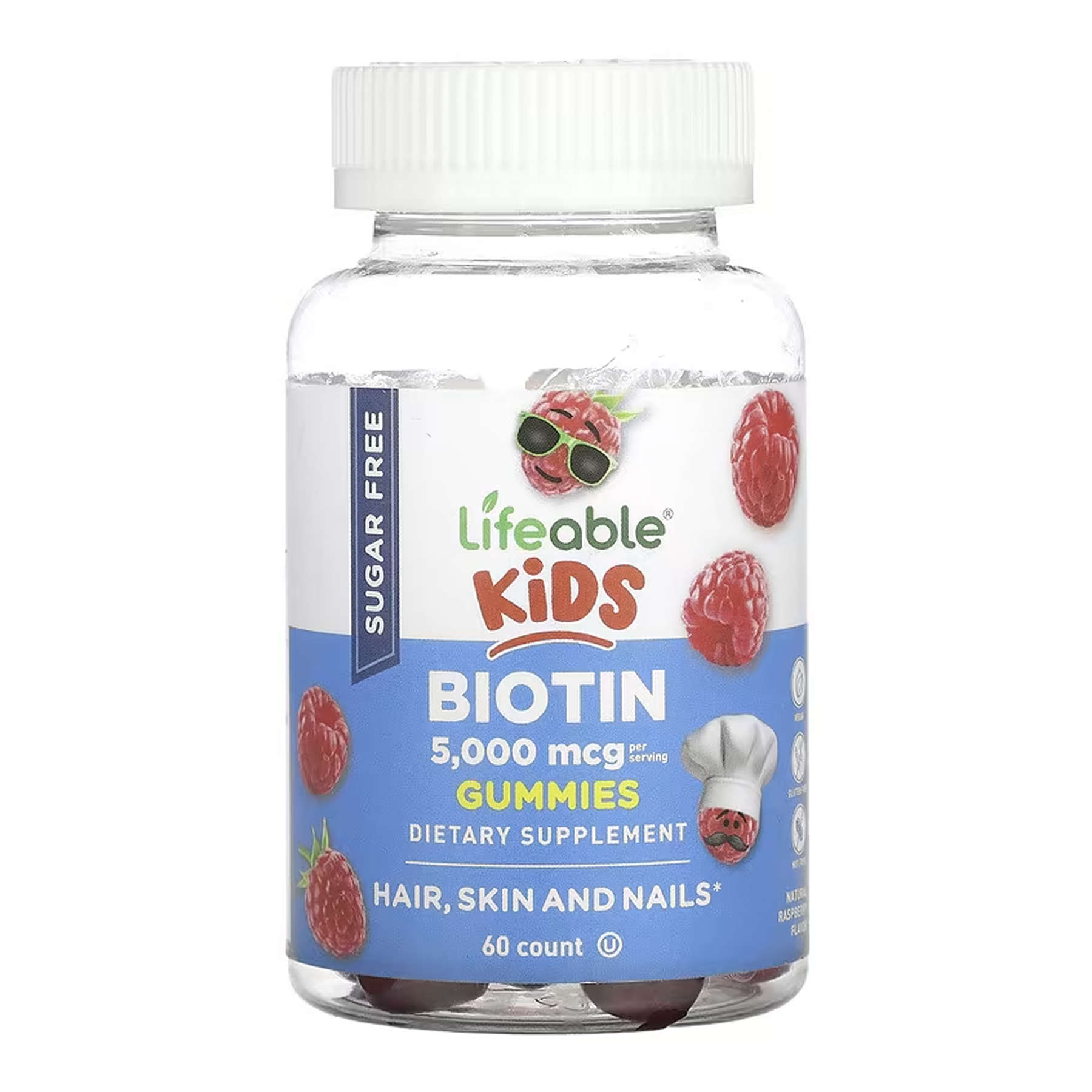 sugar-fre-biotin-5000mcg-kids-60-gummies-40432040246434_affcf9c69d Biotin 5,000mcg Kids Sugar Free - 60 gummies - Зображення 1