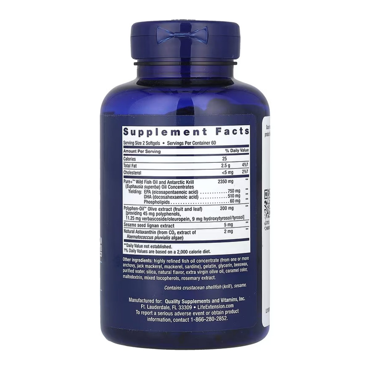 Super Omega-3 Plus EPA/DHA Fish Oil, Sesame Lignans, Olive Extract, Krill & Astaxanthin - 120 softgels - Зображення 2