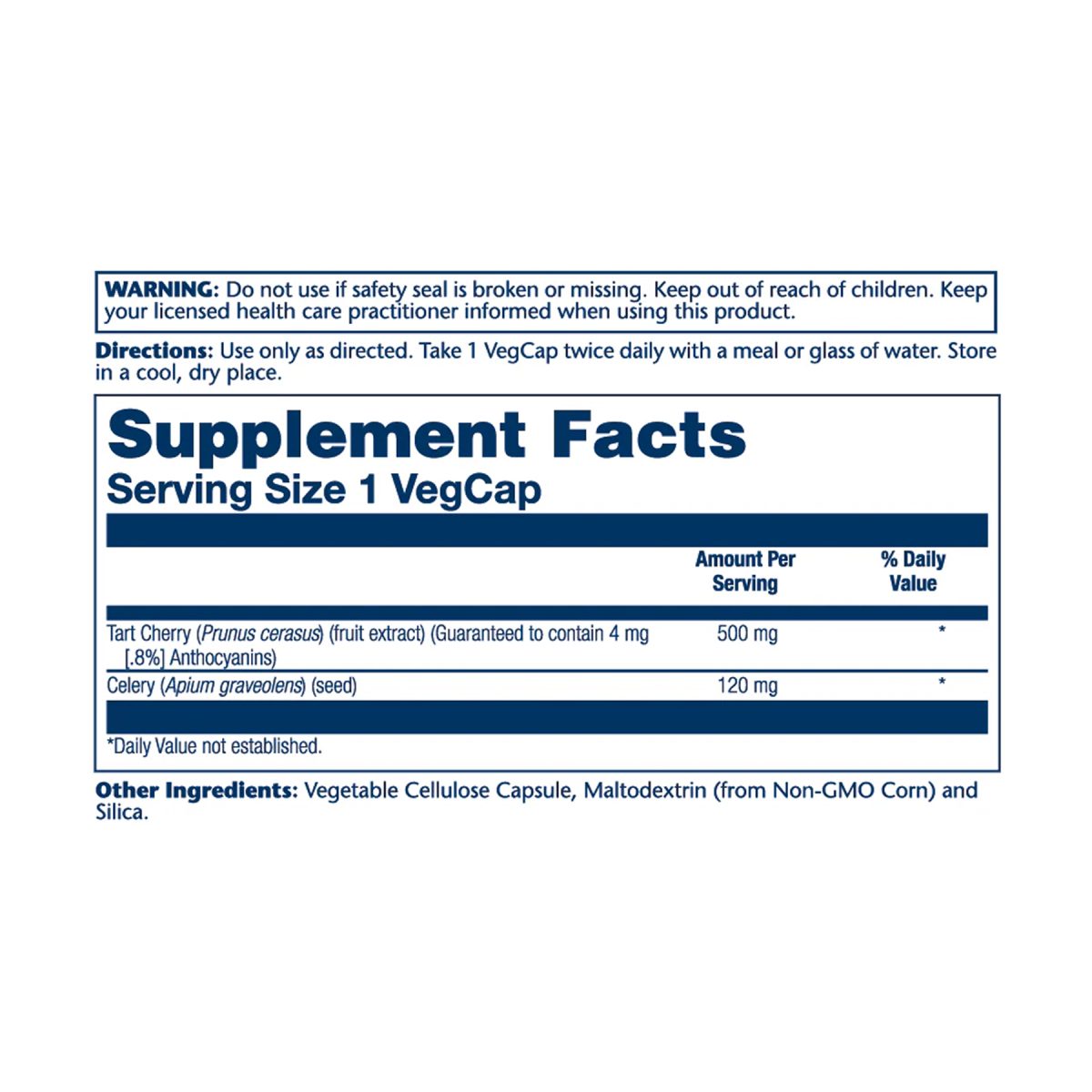 Tart Cherry & Celery Seed 620mg - 60 caps - Зображення 2