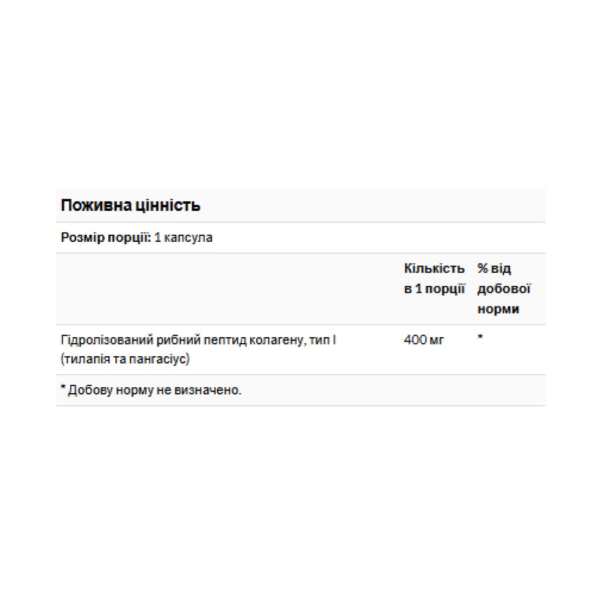 Type I Hydrolyzed Marine Collagen Peptides 400mg - 60 caps - Зображення 2
