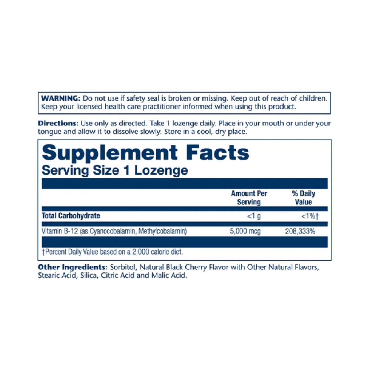 Vitamin B-12 5000mcg - 30 lozenges Natural Cherry - Зображення 2