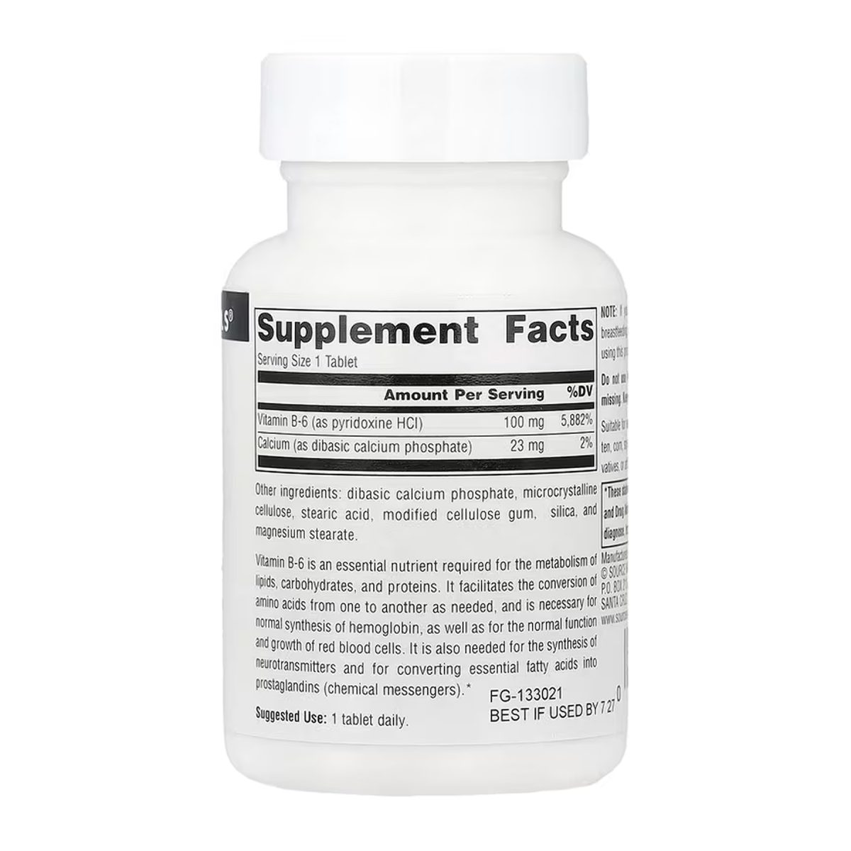 Vitamin B-6 100 mg - 100 tabs - Зображення 2