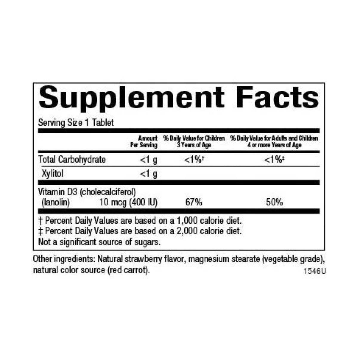 Vitamin D3 10 mcg (400 IU) - 250 tabs Berry Bunch - Зображення 2