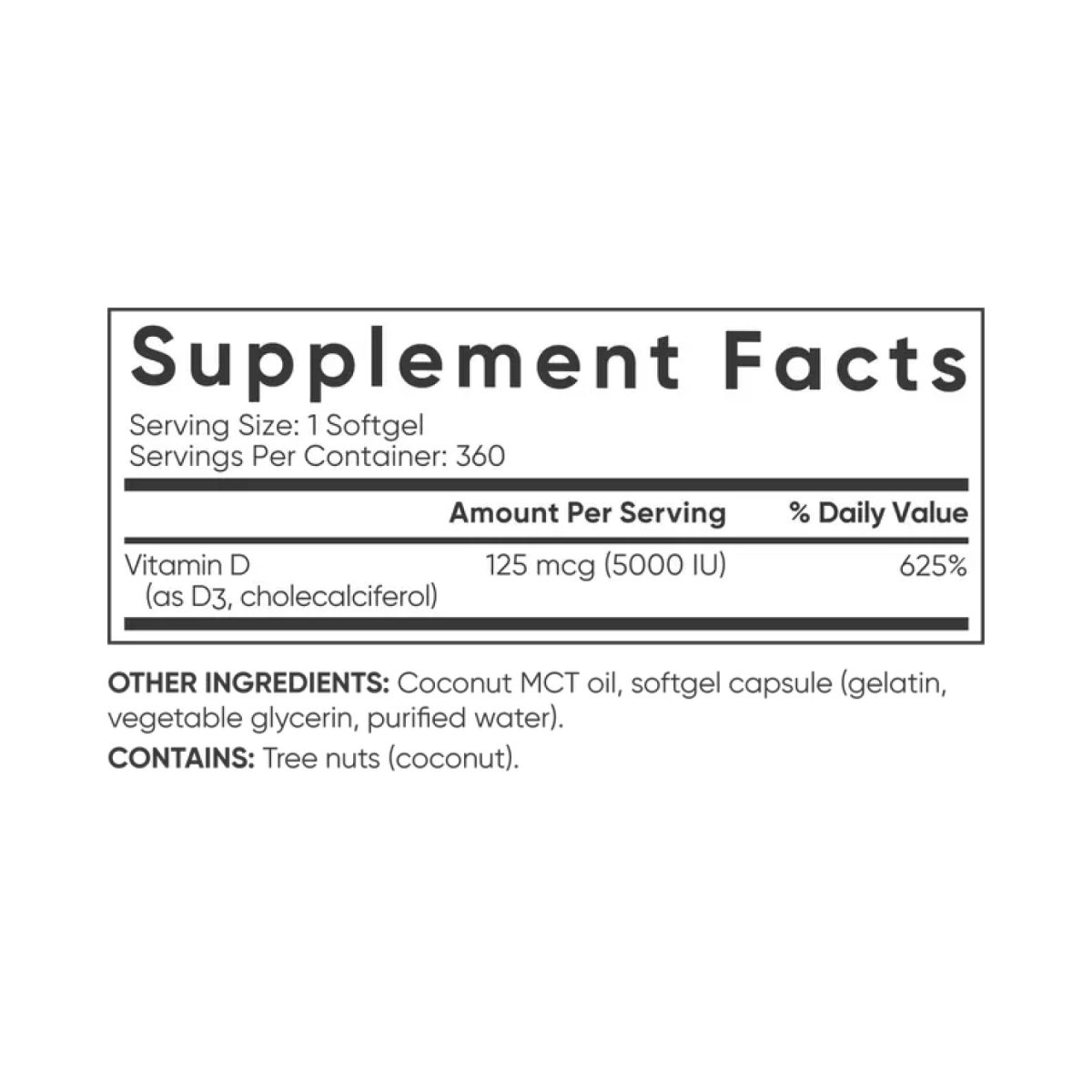 Vitamin D3 5000IU - 360 softgels - Зображення 2