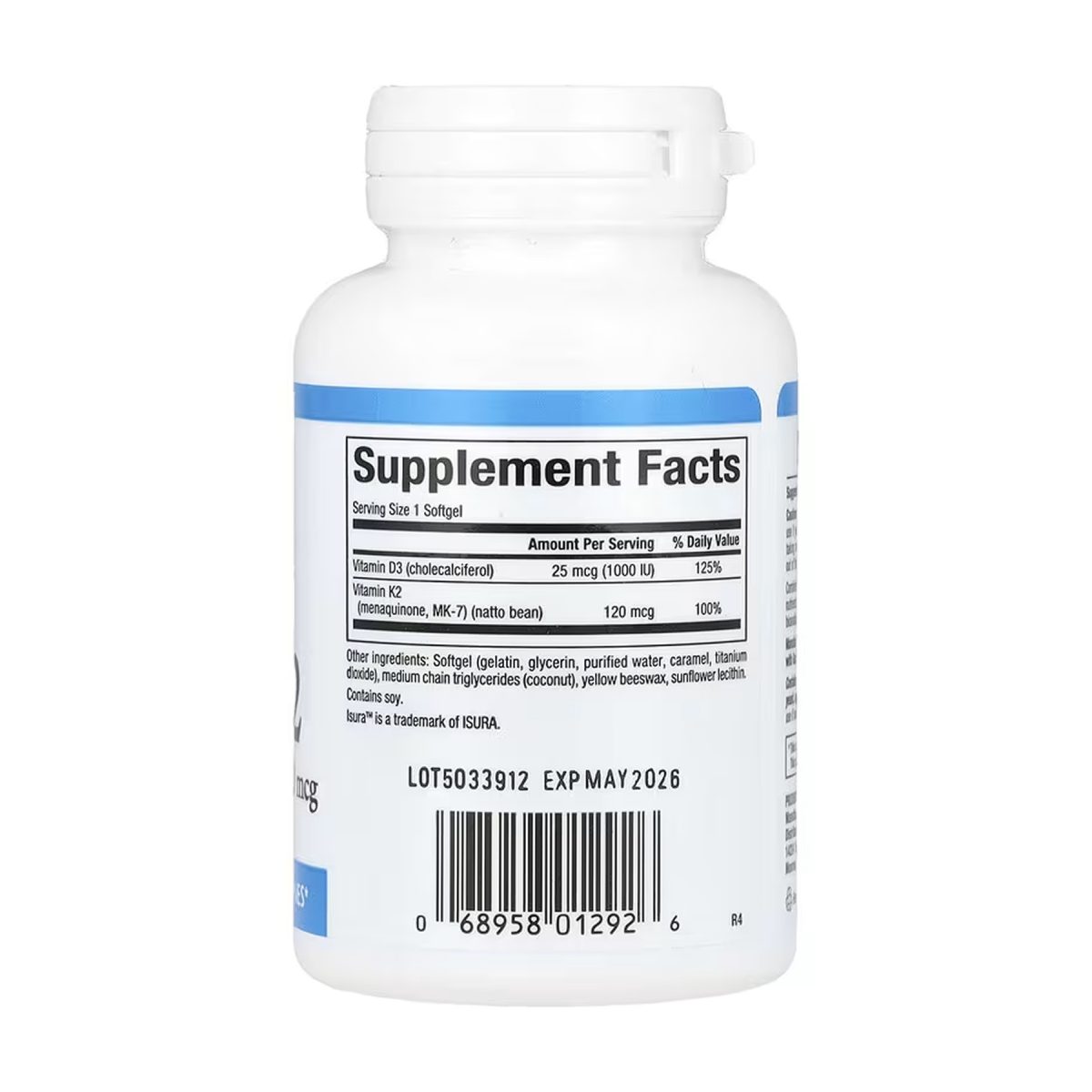Vitamin D3 & K2 25 mcg (1000 IU) & 120 mcg - 60 softgels - Зображення 2
