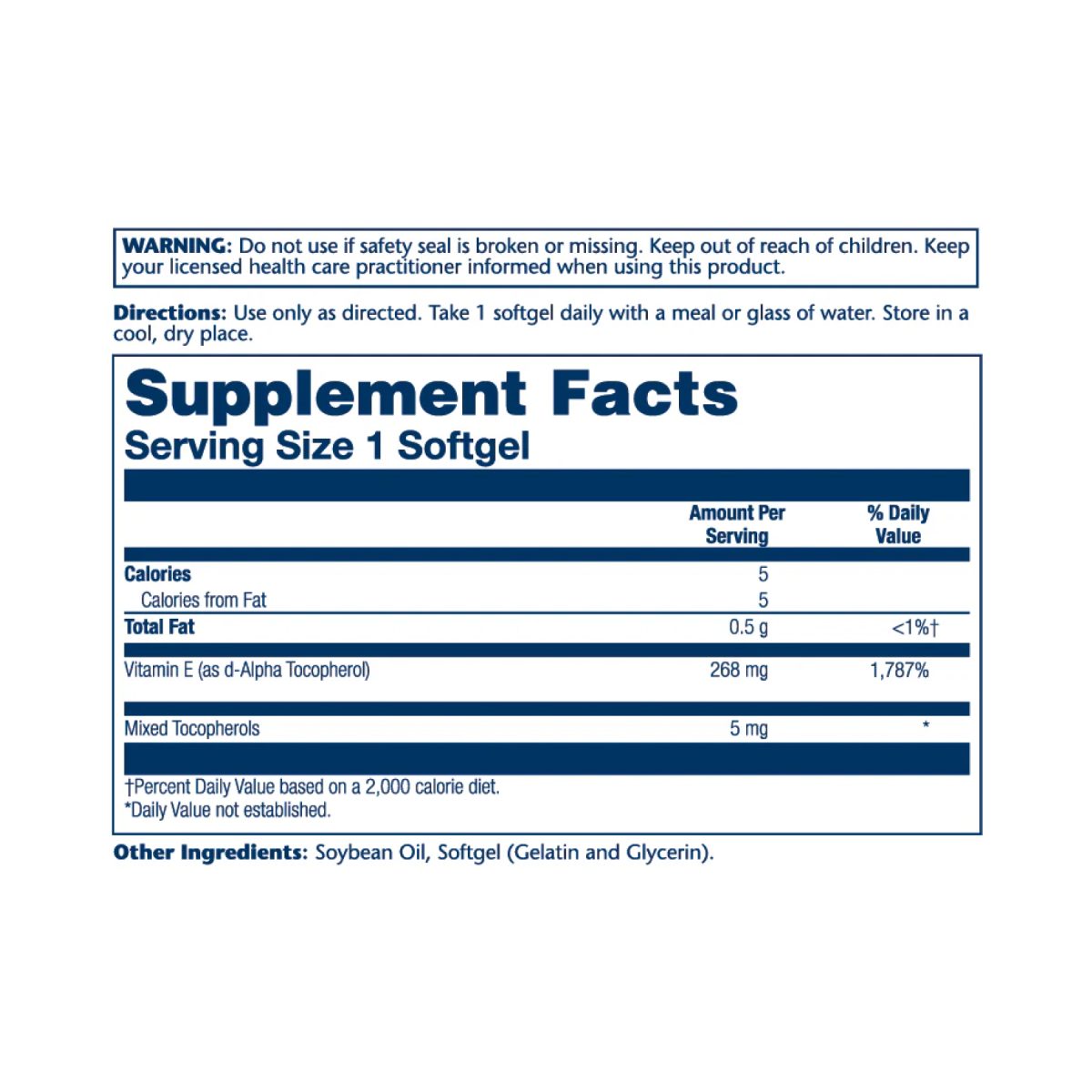 Vitamin E d-Alpha Tocopherol 268mg - 50 softgels - Зображення 2